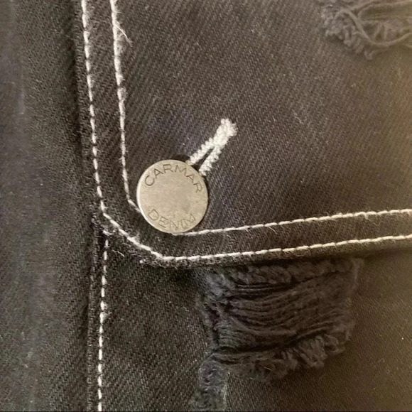 NWOT LF Carmar black  mini skirt distressed white stitching - Picture 4 of 7